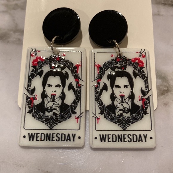 Wednesday Addams Halloween Earrings - Picture 2 of 3